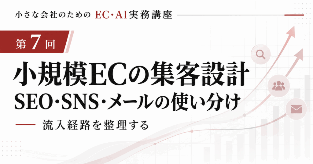 小さな会社のためのEC・AI実務講座 第7回「小規模ECのSEO・SNS・メール集客設計」
